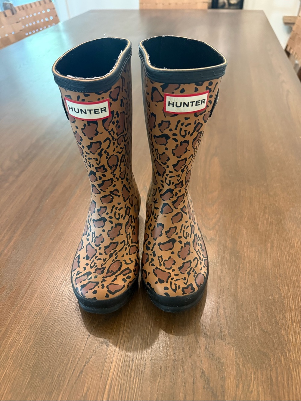 Hunter Kids Leopard-Pattern Rain Boots - Brown & Black